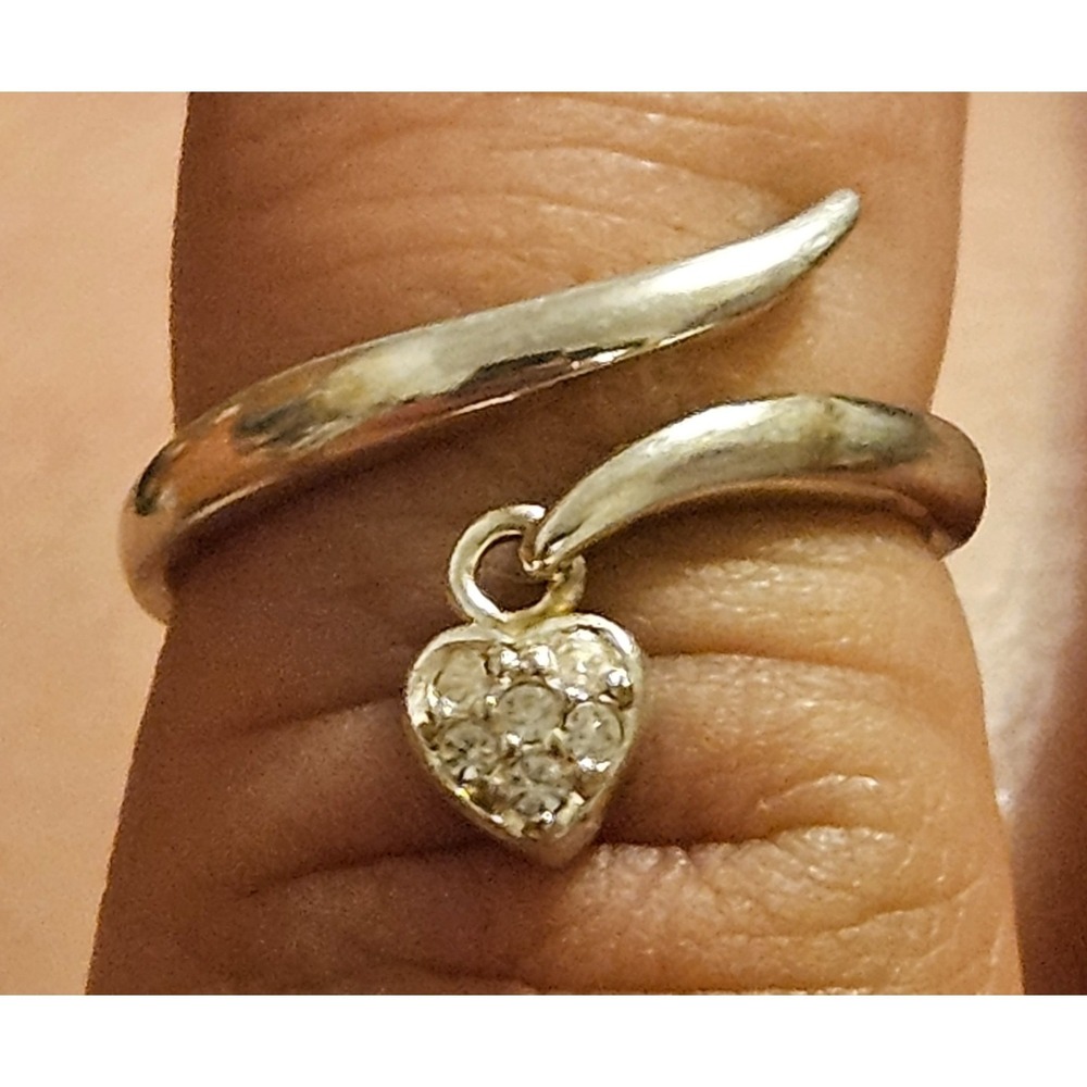 Vintage Avon RJ Graziano 925 Bypass Dangle Heart Ring Size 7